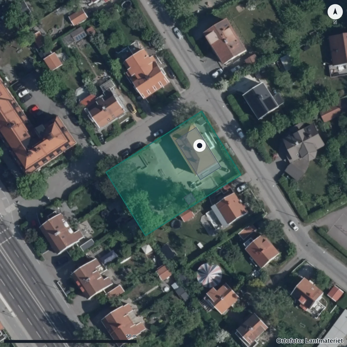 Flygbild över Förskolan Ulvsunda Slottsväg 19,22, ortofoto från Lantmäteriet