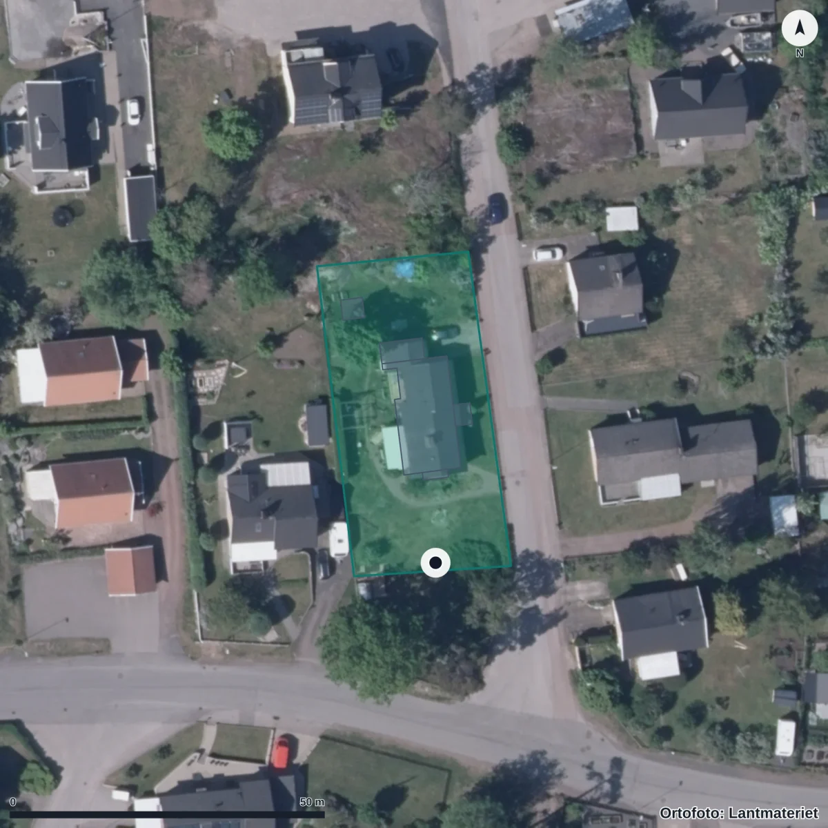 Flygbild över Dejegårdens Förskola, ortofoto från Lantmäteriet