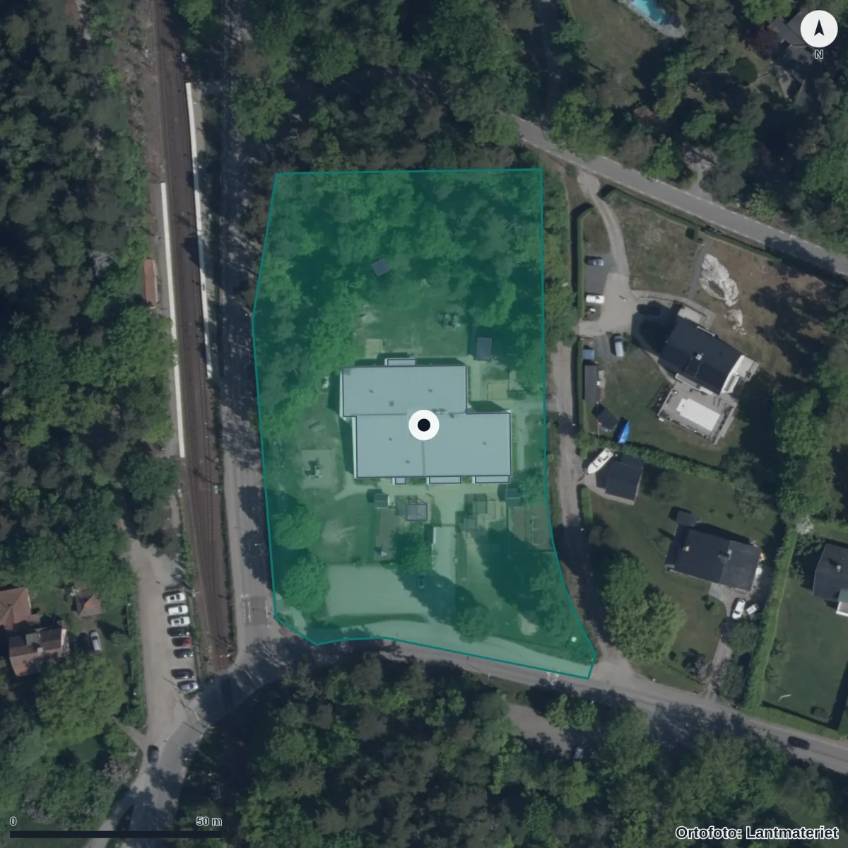 Flygbild över Altorps Förskola, ortofoto från Lantmäteriet