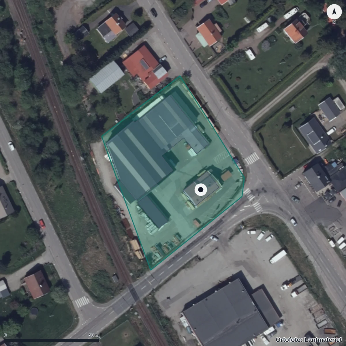 Flygbild över Hede Förskola, ortofoto från Lantmäteriet