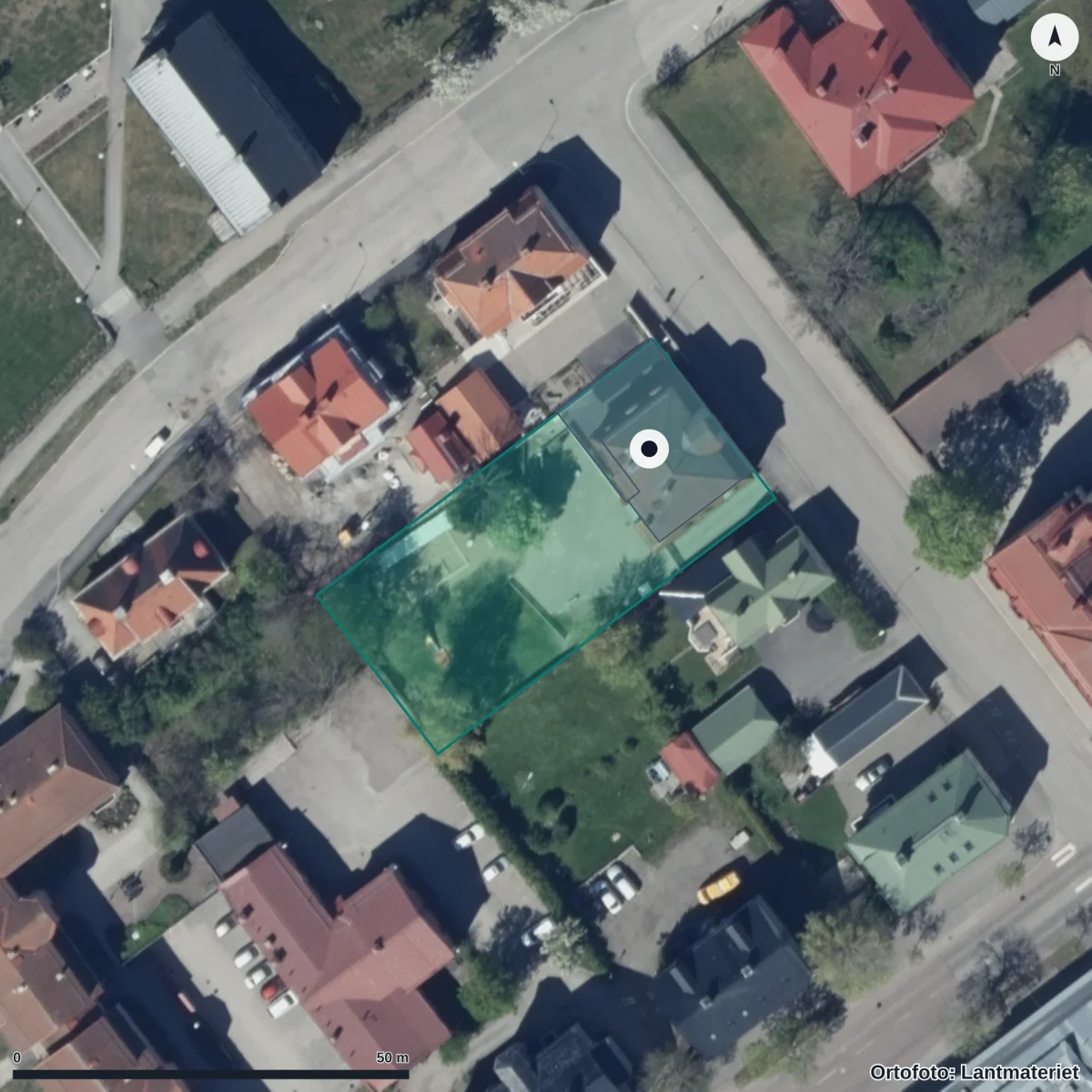 Flygbild över Dibber Skärgården Förskola, ortofoto från Lantmäteriet