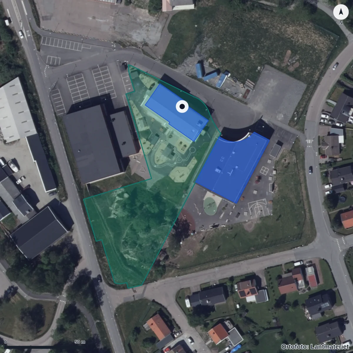 Flygbild över Solgläntan, ortofoto från Lantmäteriet