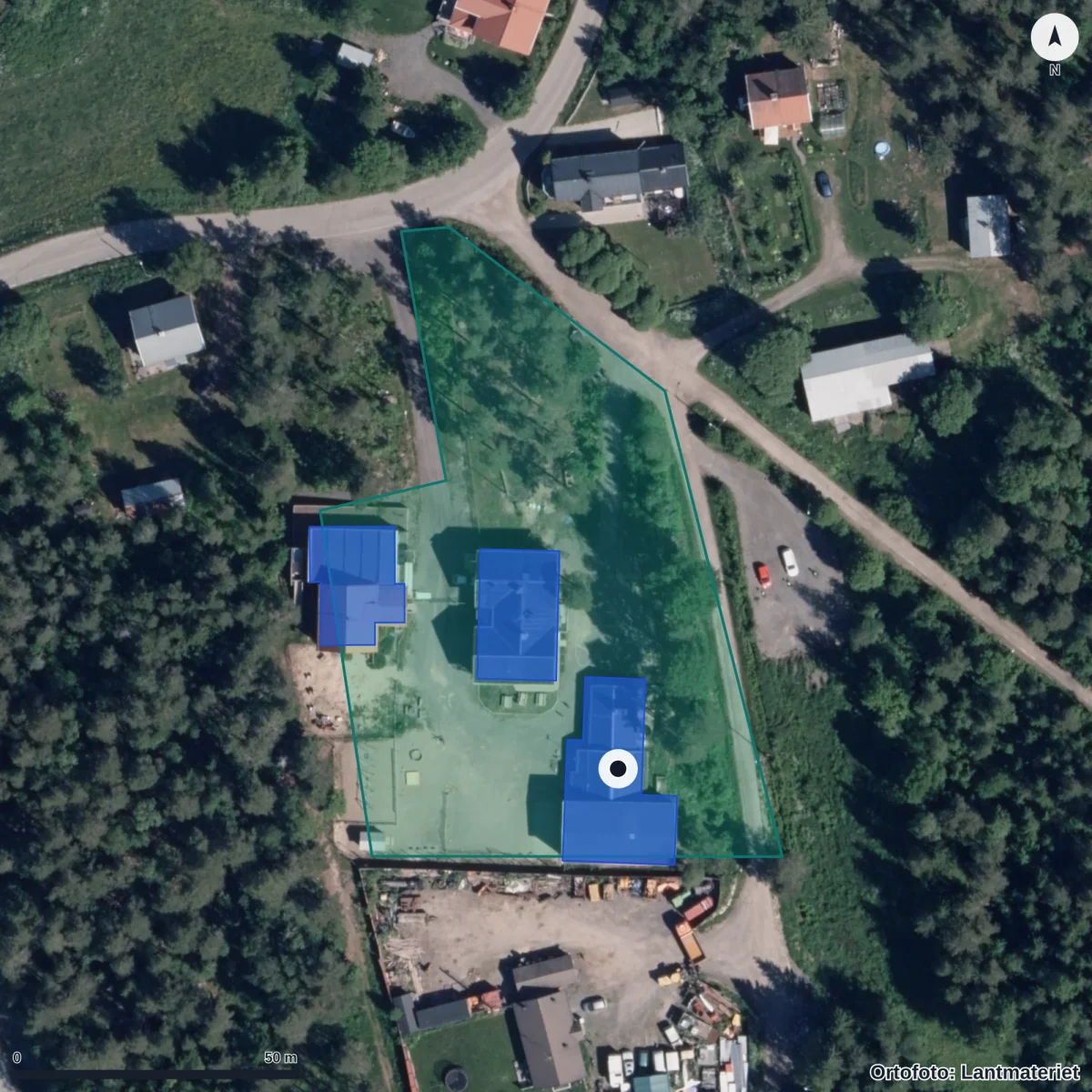 Flygbild över Förskolan Tallkotten, ortofoto från Lantmäteriet