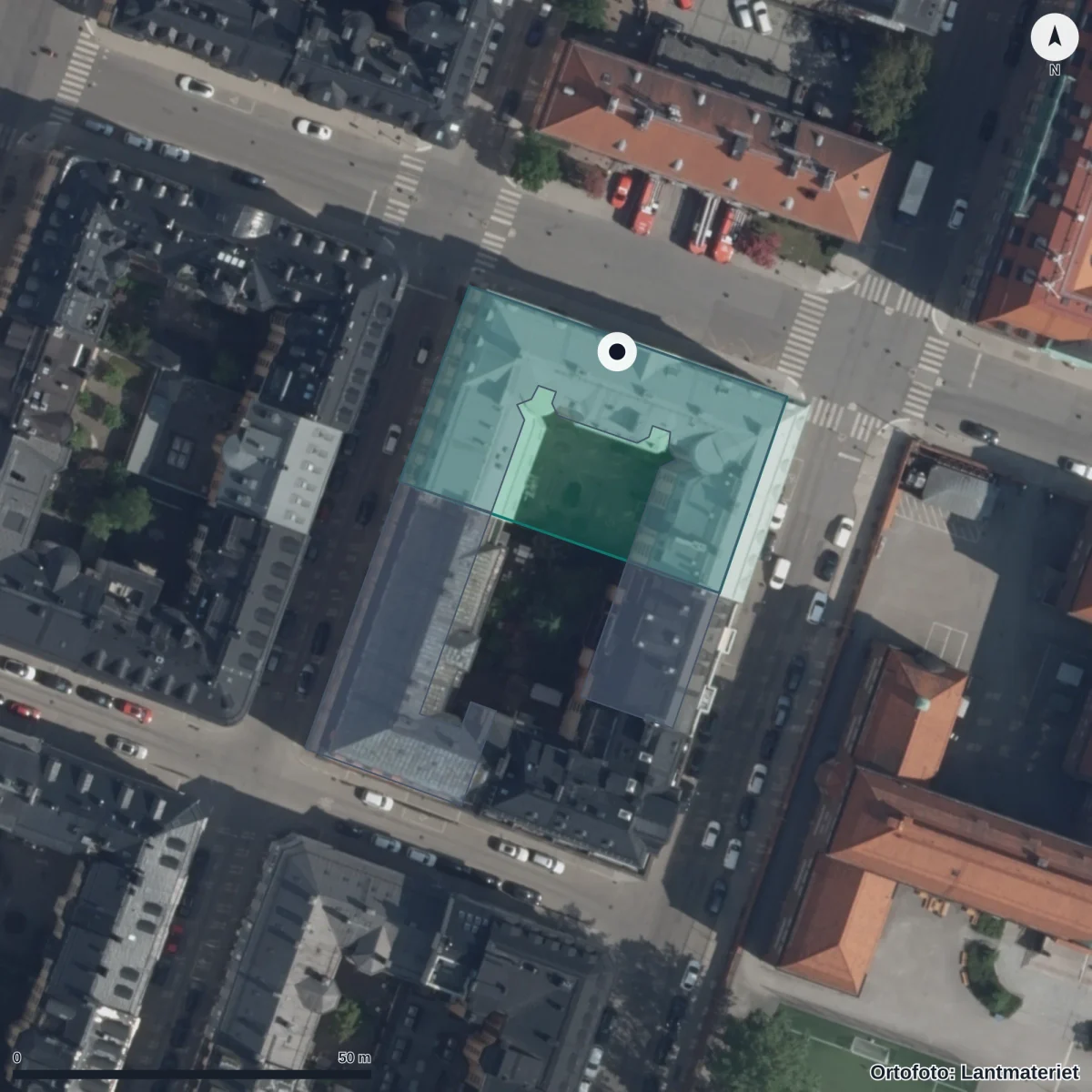 Flygbild över Förskolan Orren, ortofoto från Lantmäteriet