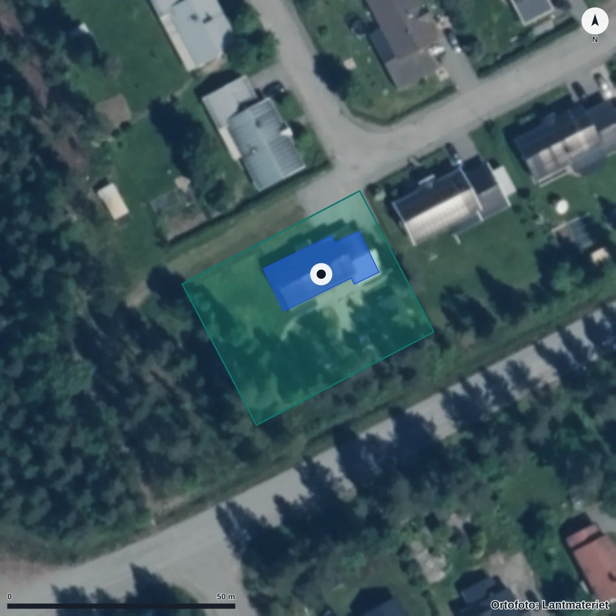Flygbild över Malmens Förskola, ortofoto från Lantmäteriet