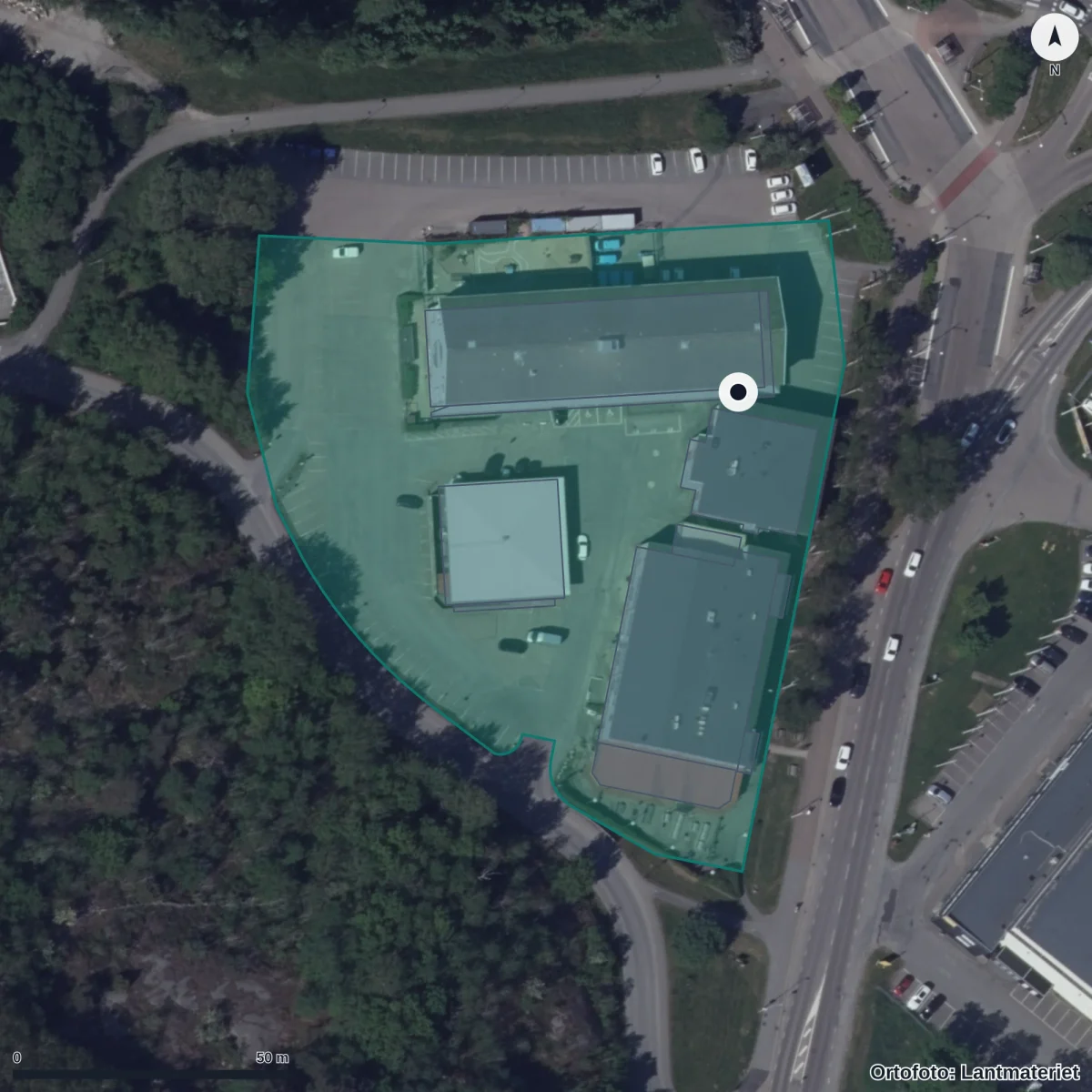 Flygbild över Dibber Flygledarevägen Förskola, ortofoto från Lantmäteriet