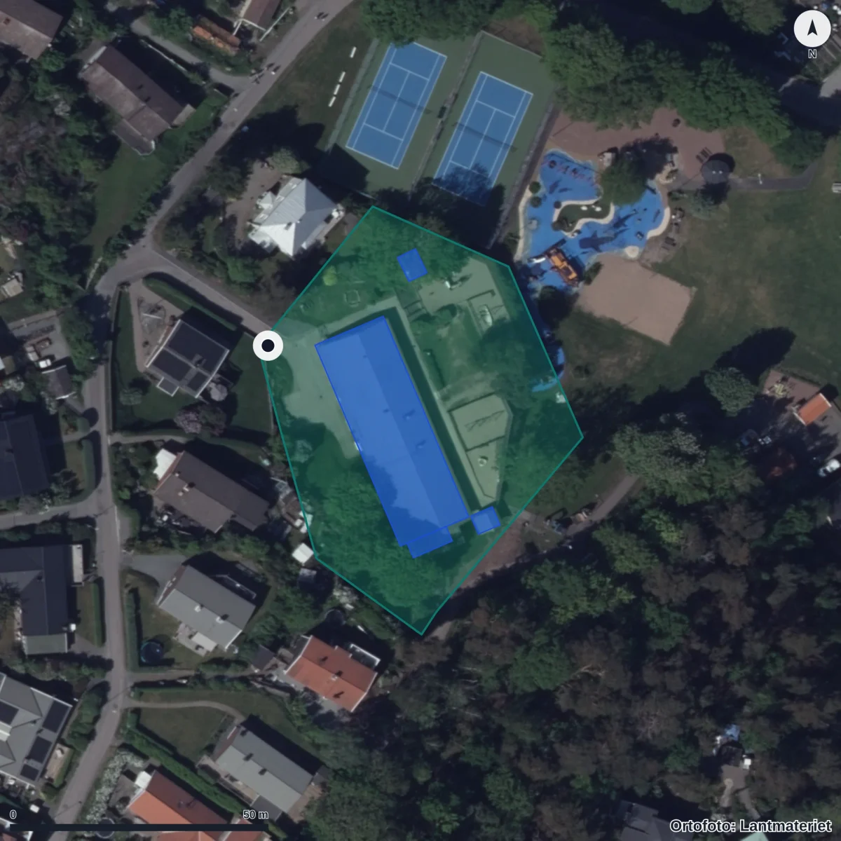 Flygbild över Brattenskogen 6 Förskola, ortofoto från Lantmäteriet