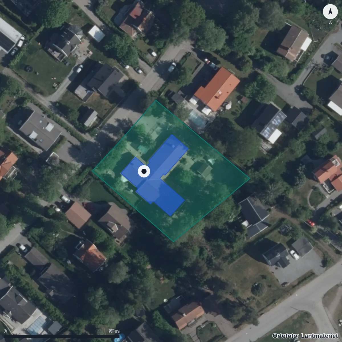 Flygbild över Dibber Parkstugan Förskola, ortofoto från Lantmäteriet