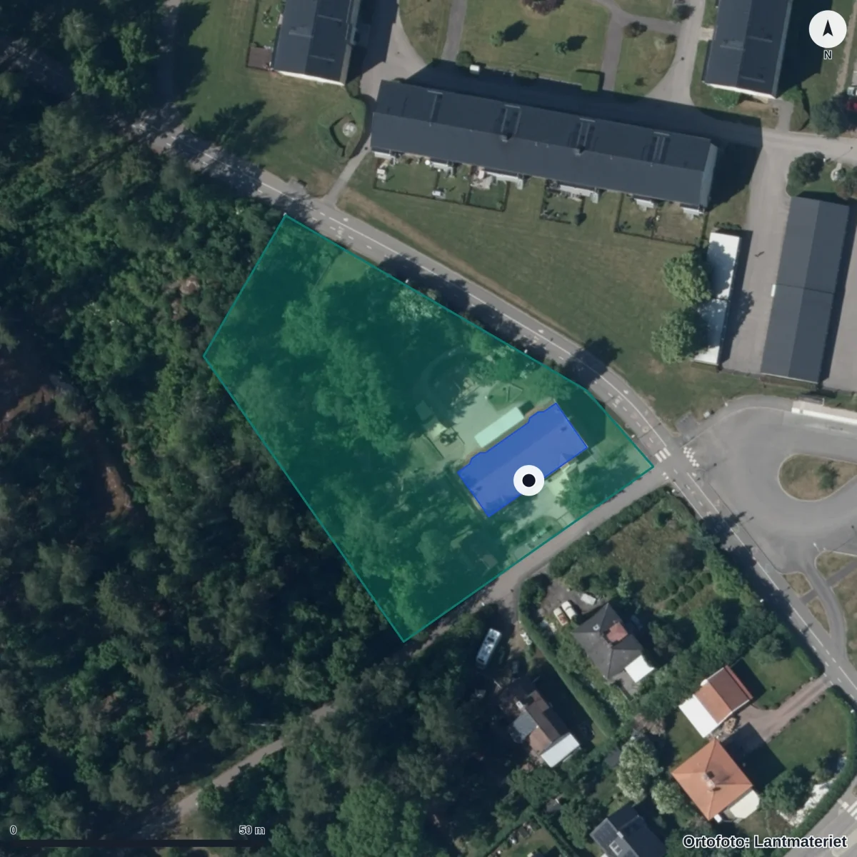 Flygbild över Blystigen 2, ortofoto från Lantmäteriet