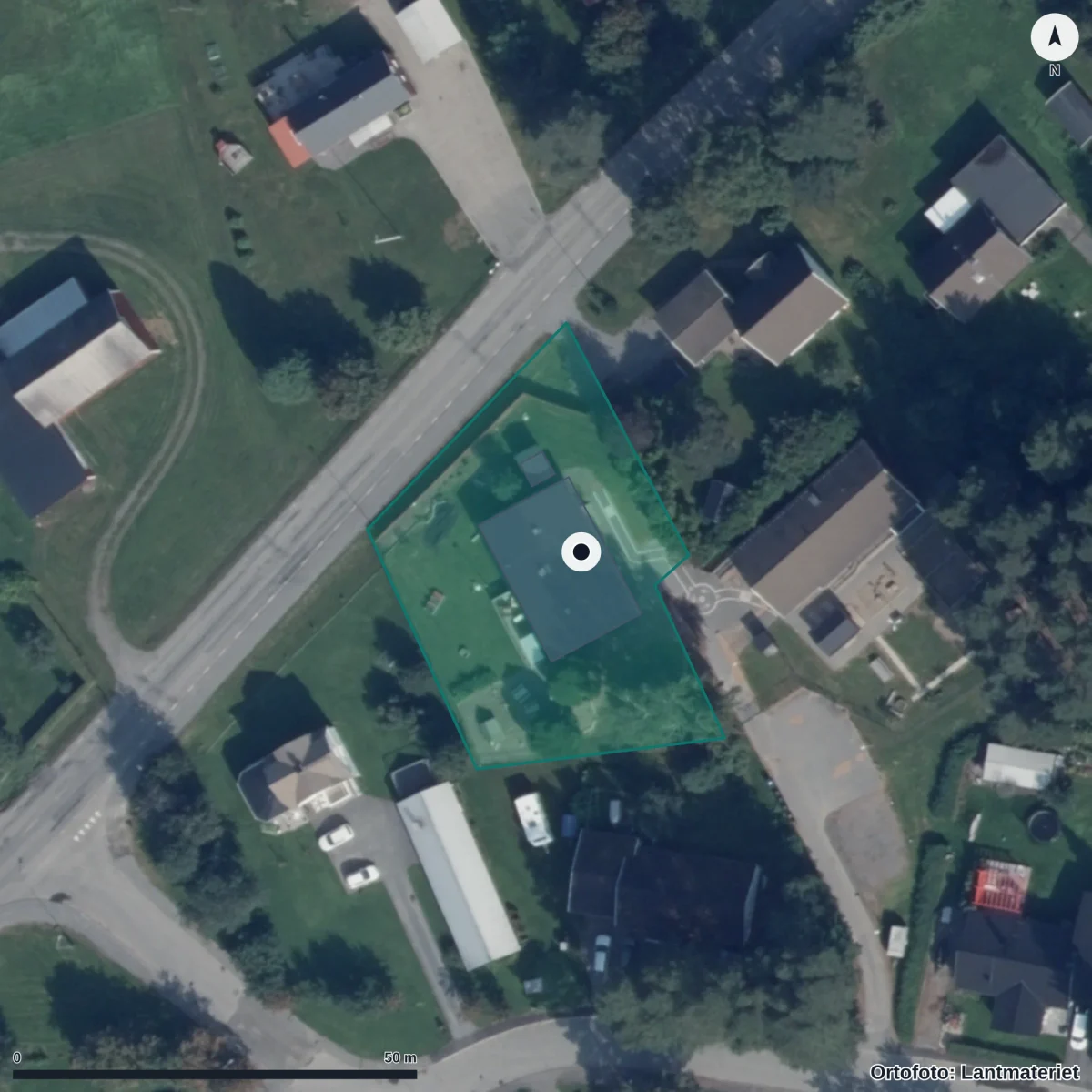 Flygbild över Skräddarens Förskola, ortofoto från Lantmäteriet