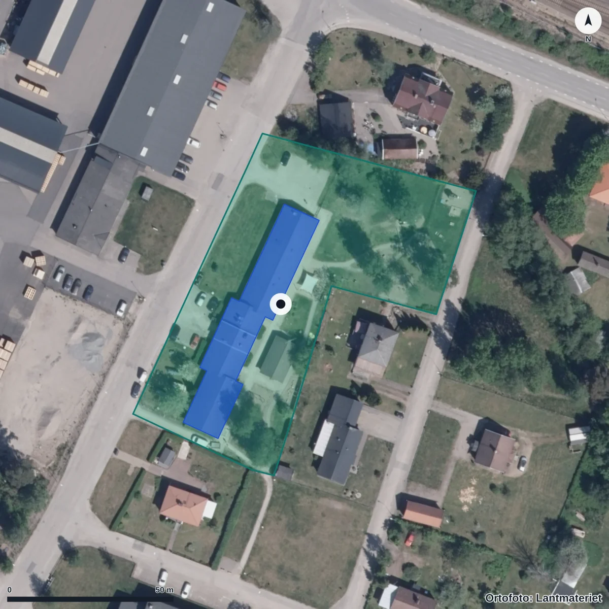 Flygbild över Förskolan Lilltorpet, ortofoto från Lantmäteriet