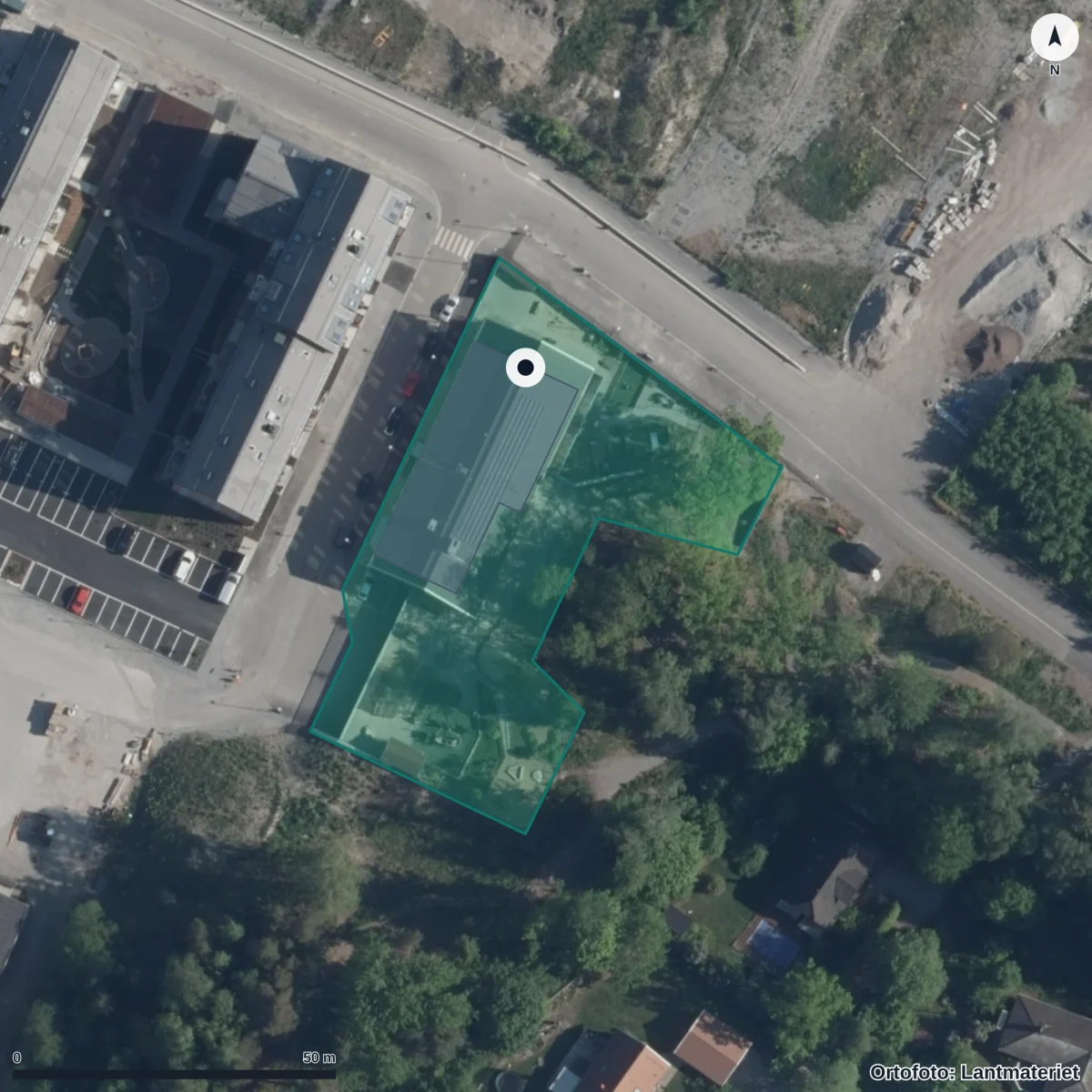 Flygbild över Tappsunds Förskola, ortofoto från Lantmäteriet