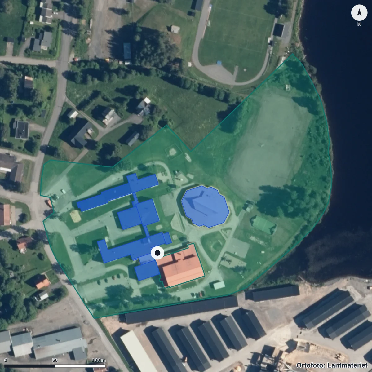 Flygbild över Killevippen, ortofoto från Lantmäteriet