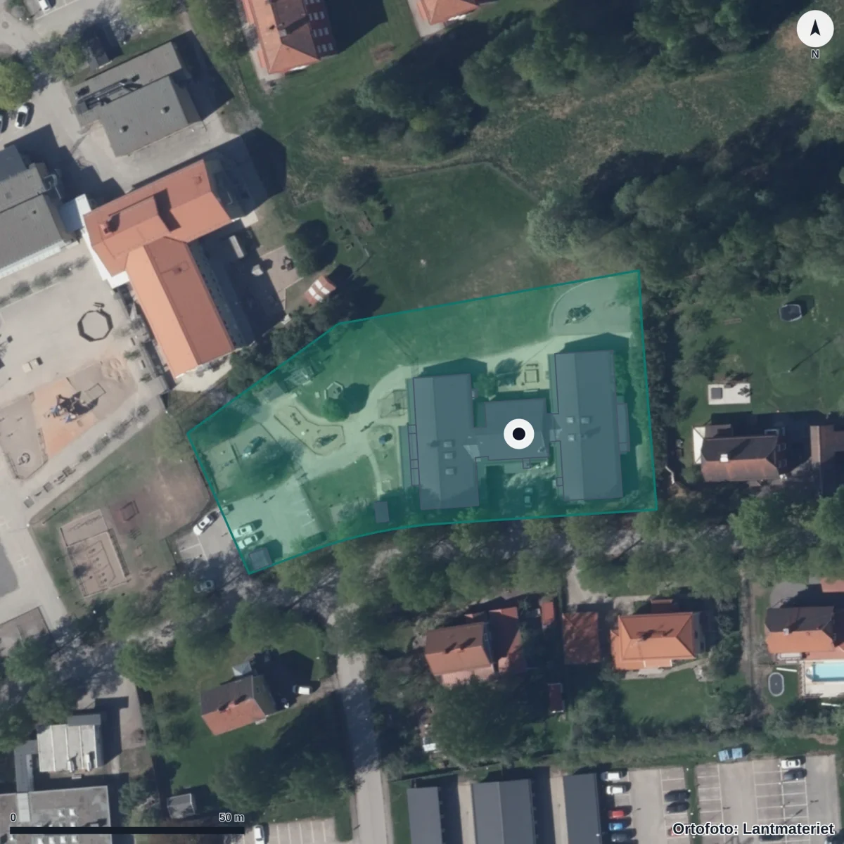 Flygbild över Svartnäsgården, ortofoto från Lantmäteriet