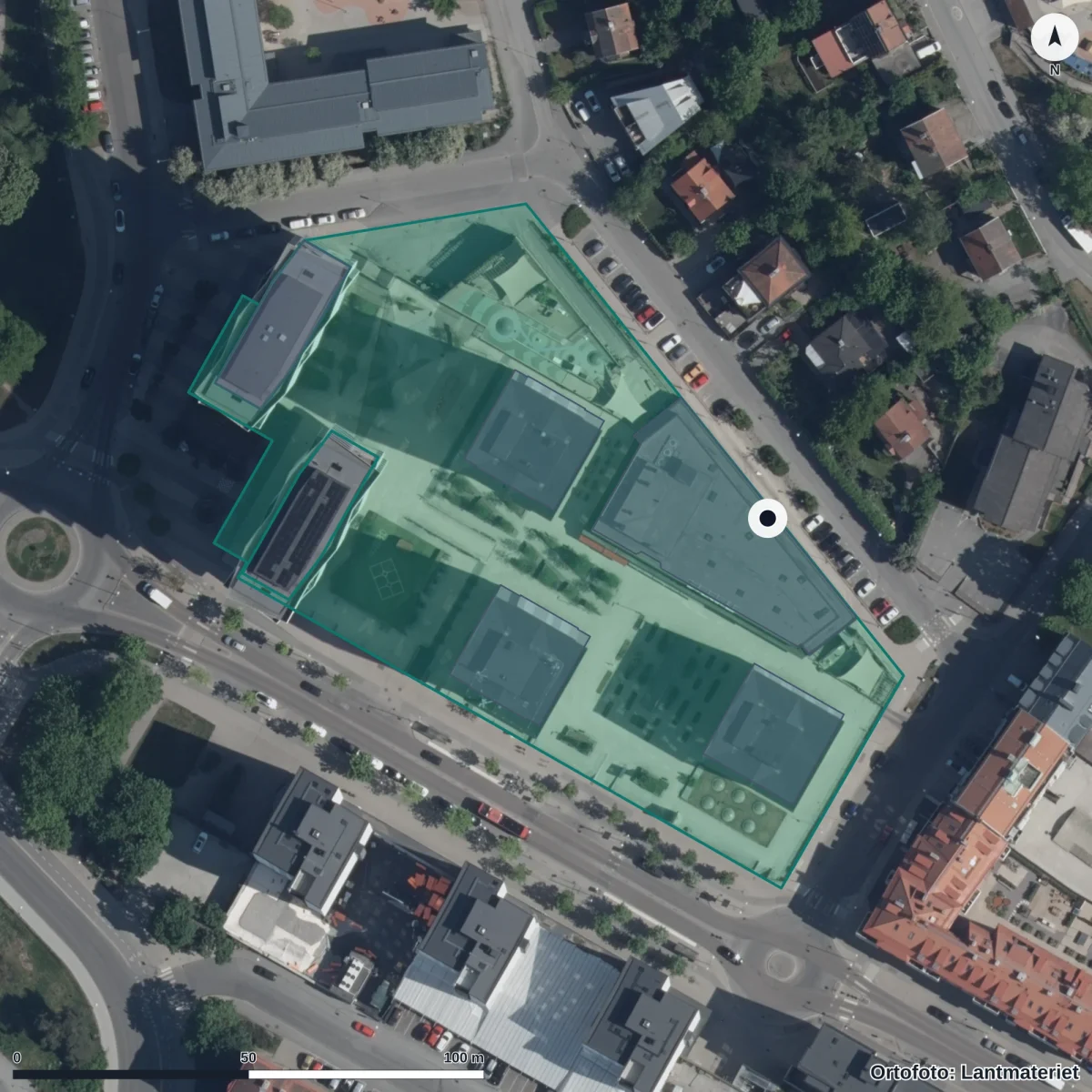Flygbild över Lärkan, ortofoto från Lantmäteriet