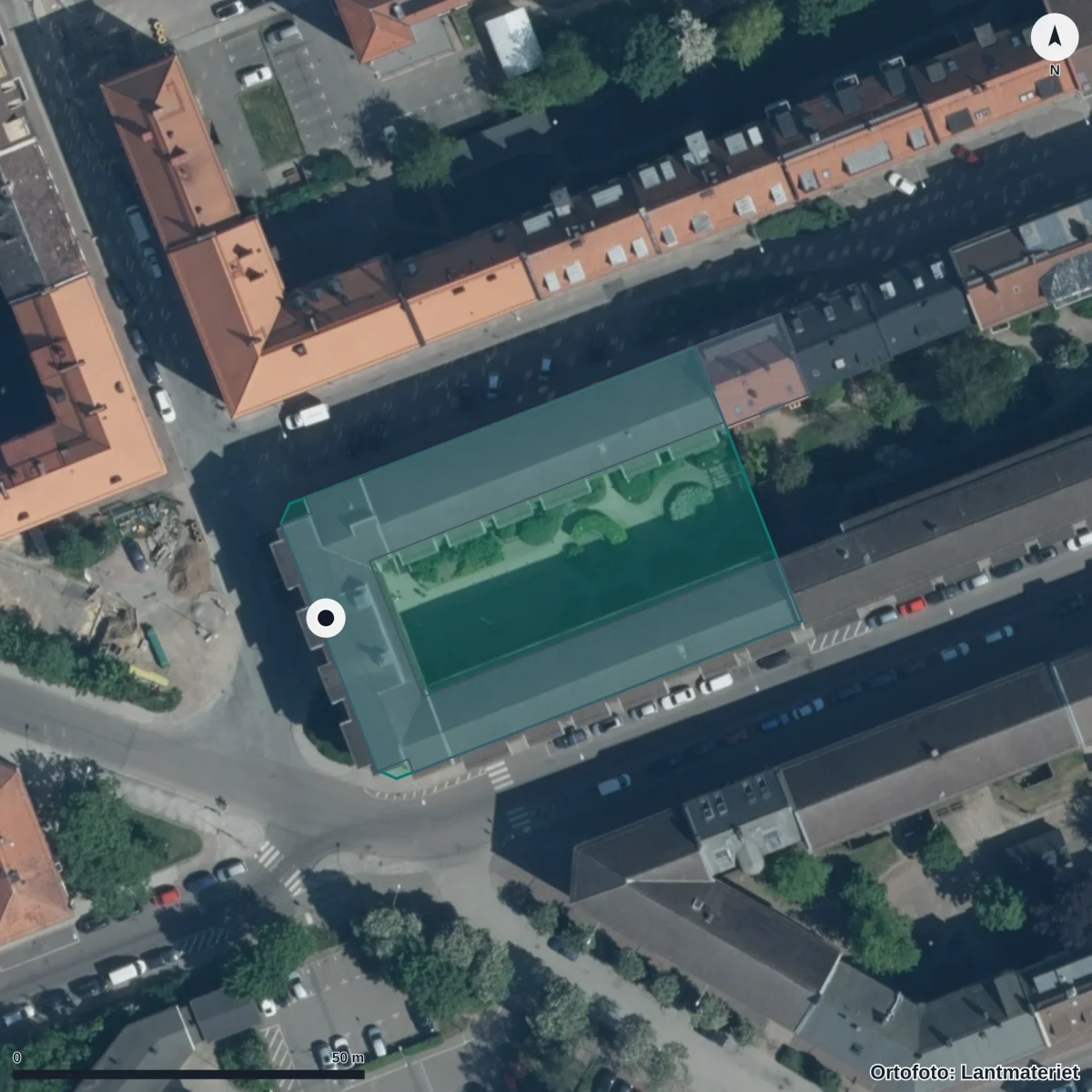 Flygbild över Trollsländans Förskola, ortofoto från Lantmäteriet