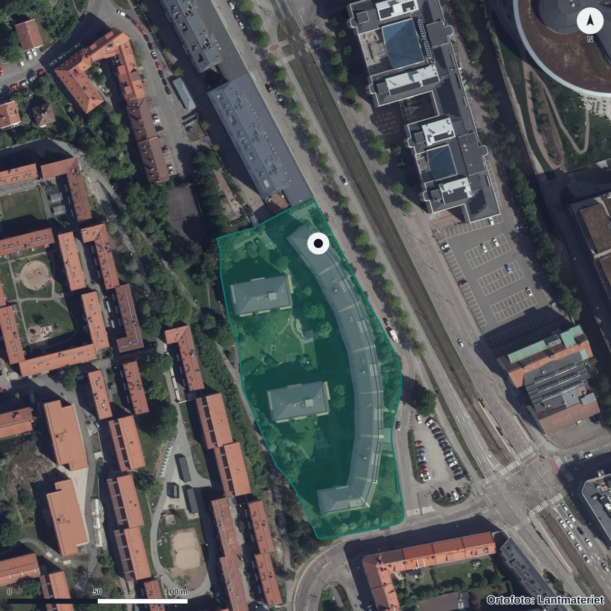 Flygbild över Mölndalsvägen 29 Förskola, ortofoto från Lantmäteriet