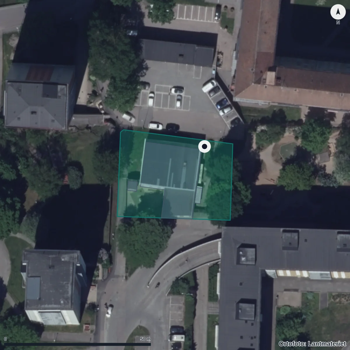 Flygbild över Kastvindsgatan 3 Förskola, ortofoto från Lantmäteriet