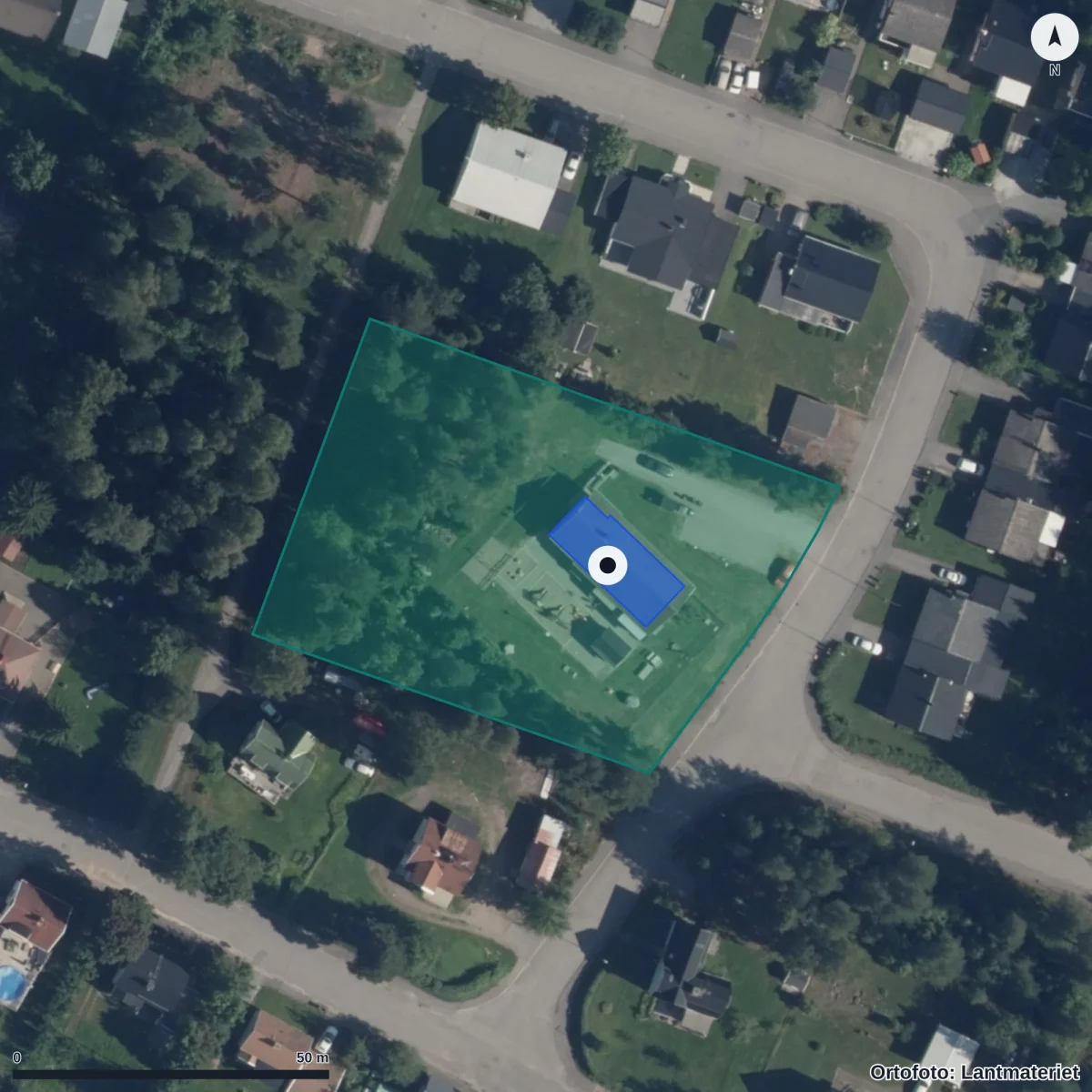 Flygbild över Kojans Förskola, ortofoto från Lantmäteriet