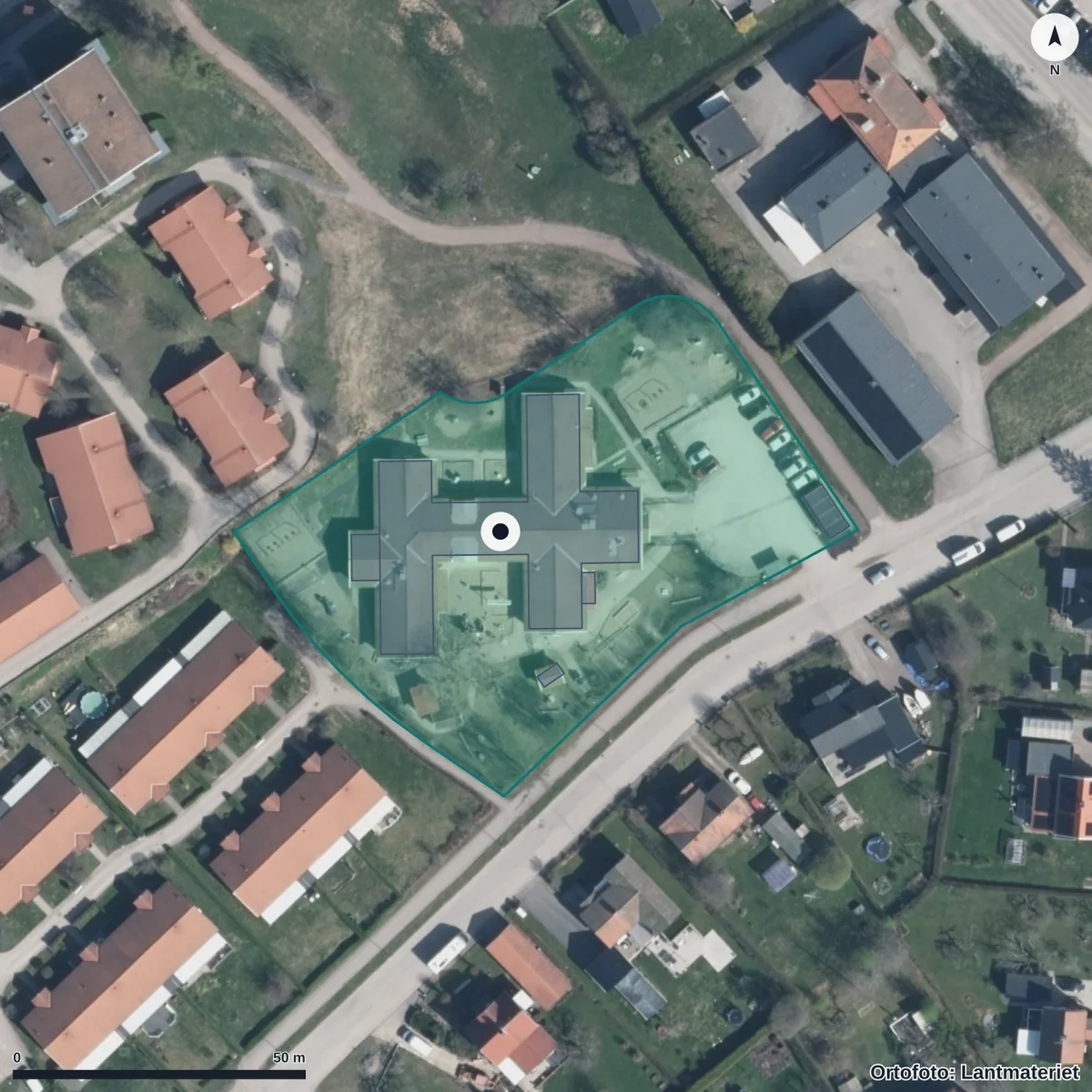 Flygbild över Brinken, ortofoto från Lantmäteriet