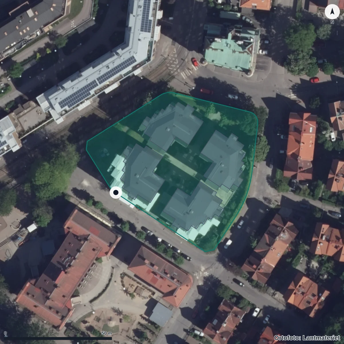 Flygbild över Spekebergsgatan 3 Förskola, ortofoto från Lantmäteriet