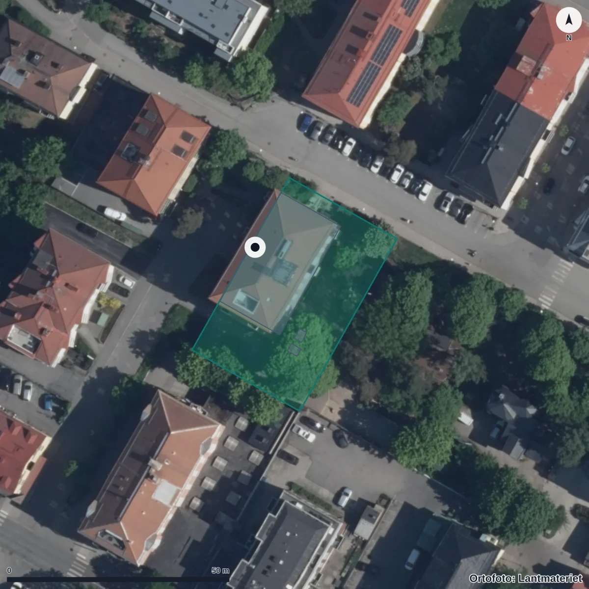 Flygbild över Hagabergsgården, ortofoto från Lantmäteriet