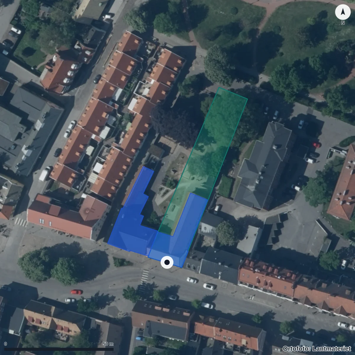 Flygbild över Klämmans Förskola, ortofoto från Lantmäteriet
