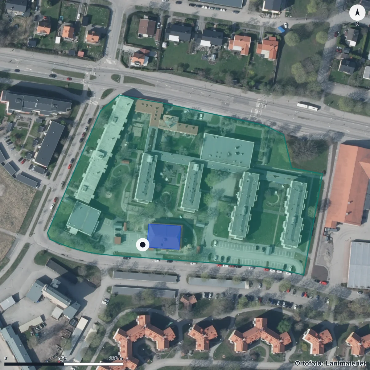 Flygbild över Satelliten, ortofoto från Lantmäteriet