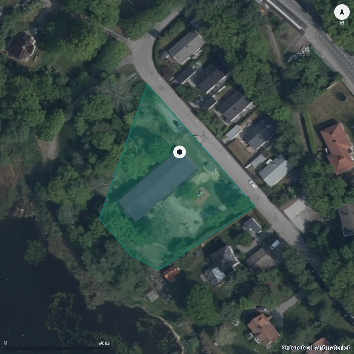 Flygbild över Förskolan Vildanden, ortofoto från Lantmäteriet