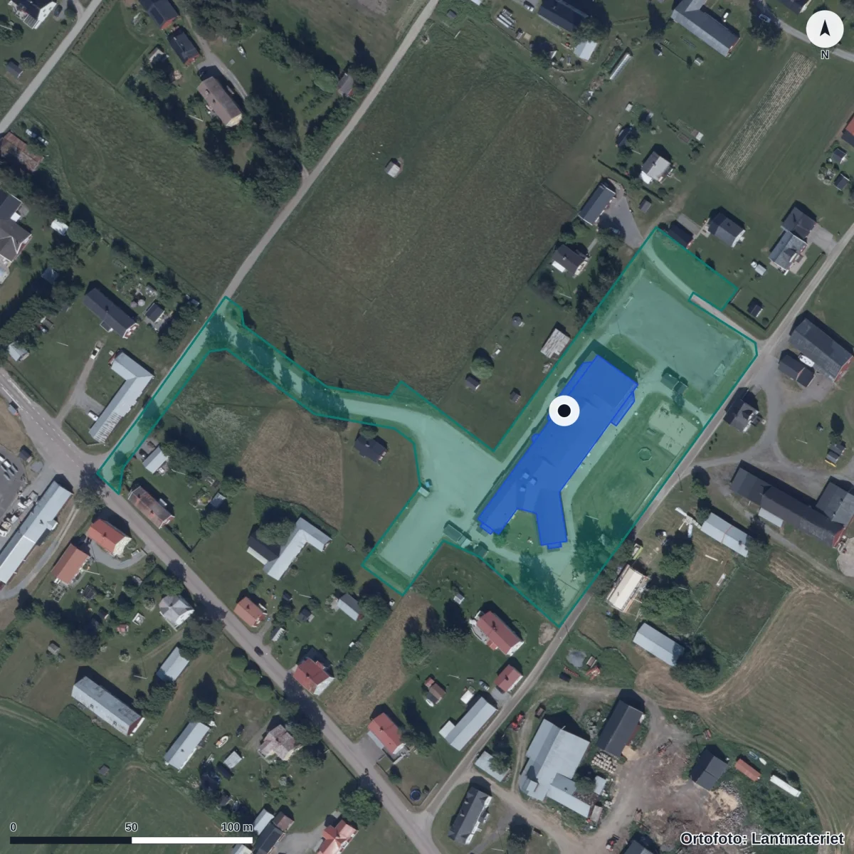 Flygbild över Avans Förskola, ortofoto från Lantmäteriet