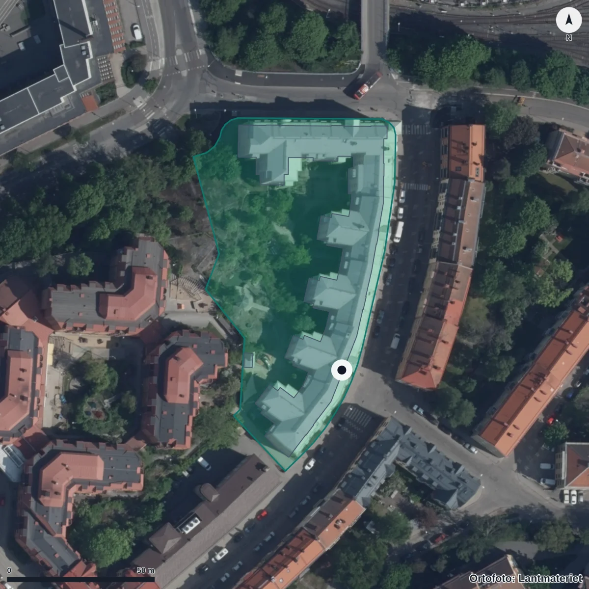 Flygbild över Förskolan Rönneberga, ortofoto från Lantmäteriet