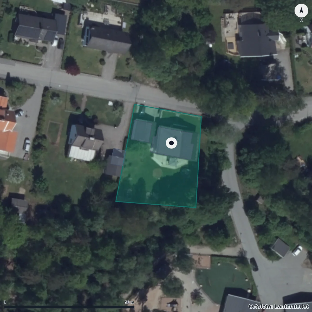 Flygbild över Melltorps Förskola, ortofoto från Lantmäteriet