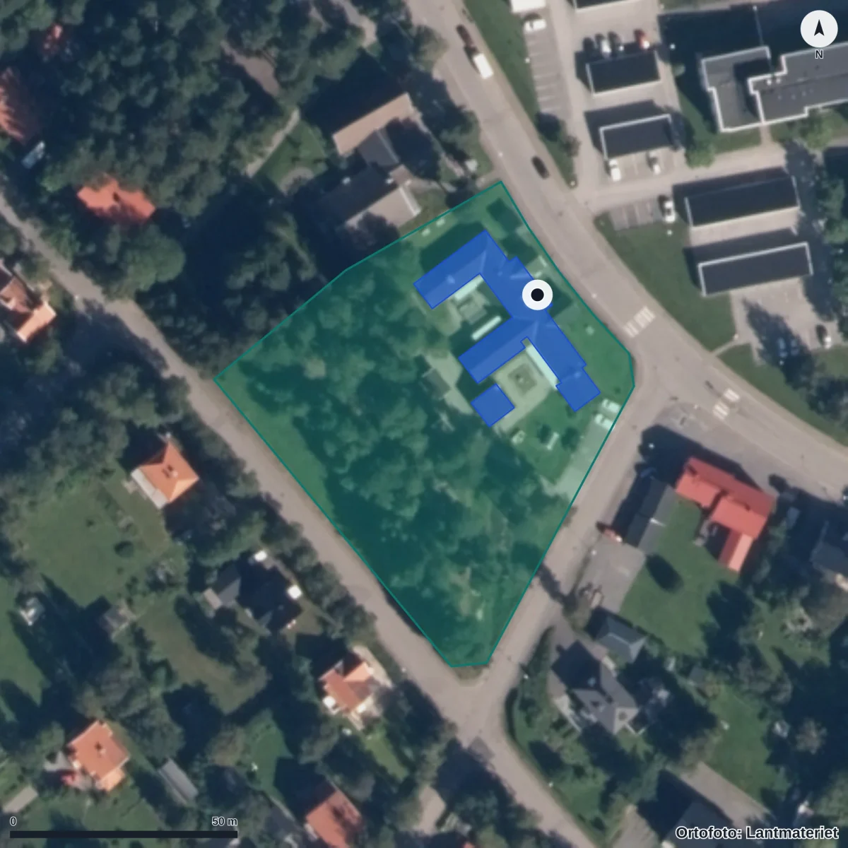 Flygbild över Bringåsens Förskola, ortofoto från Lantmäteriet
