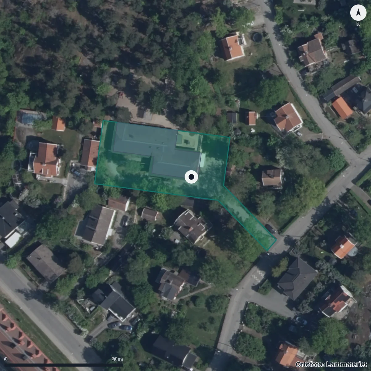 Flygbild över Förskolan Kroppås, ortofoto från Lantmäteriet