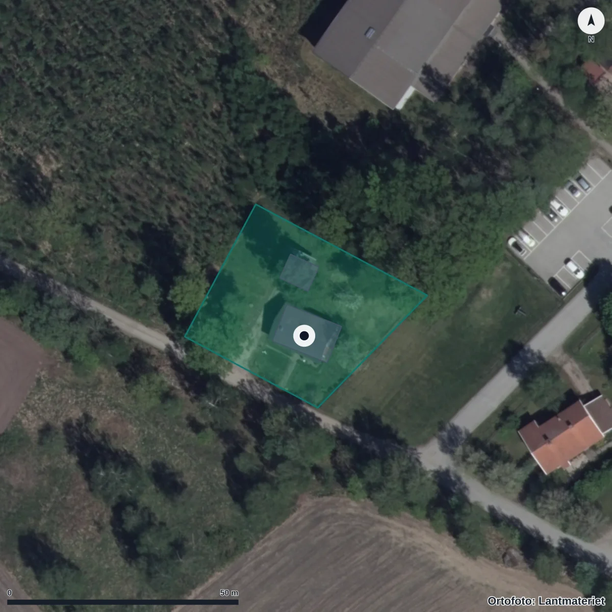 Flygbild över Asklanda Förskola, ortofoto från Lantmäteriet