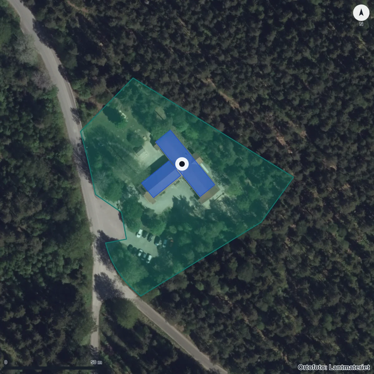 Flygbild över Hedvigsborgsgårdens Förskola, ortofoto från Lantmäteriet