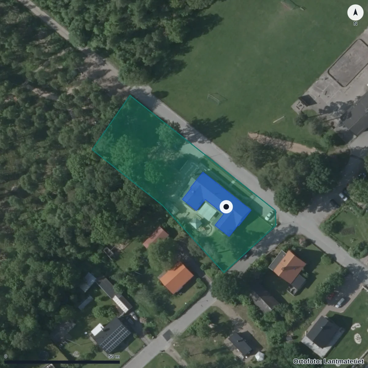 Flygbild över Sibbarps Förskola, ortofoto från Lantmäteriet
