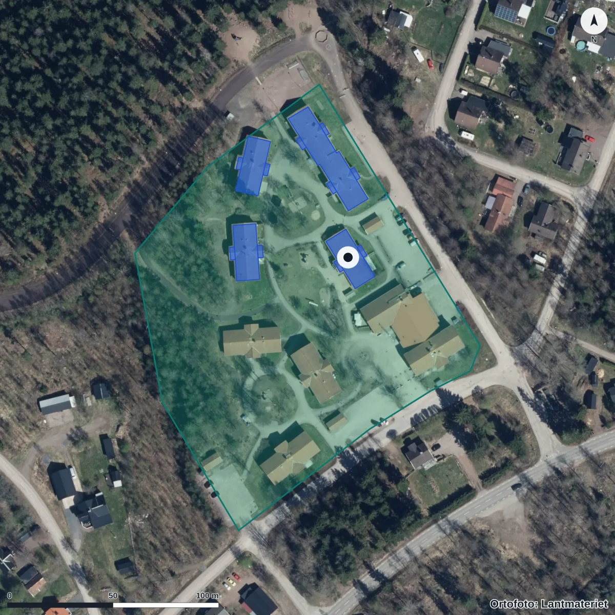 Flygbild över Bikupan, ortofoto från Lantmäteriet