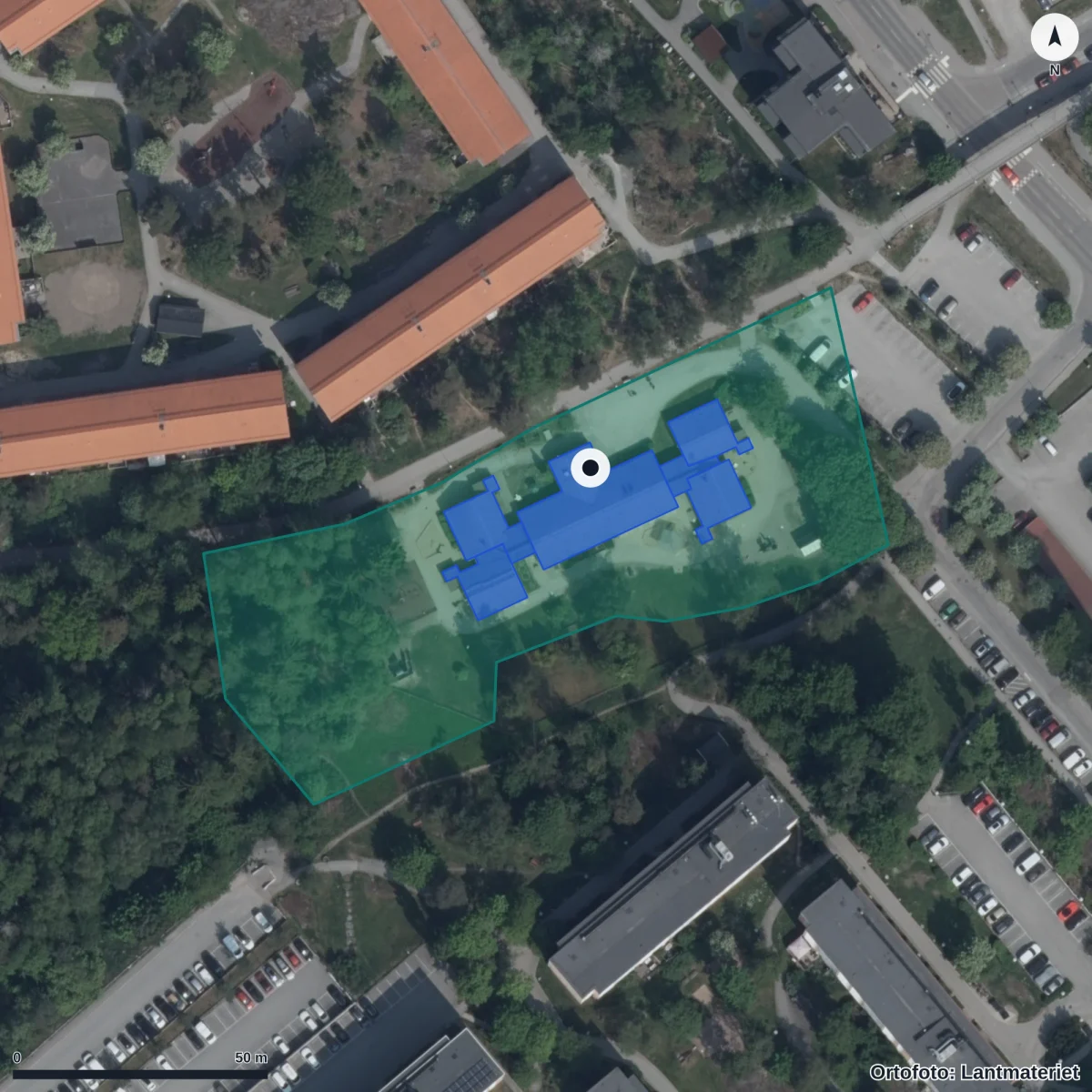Flygbild över Cassiopeja, ortofoto från Lantmäteriet