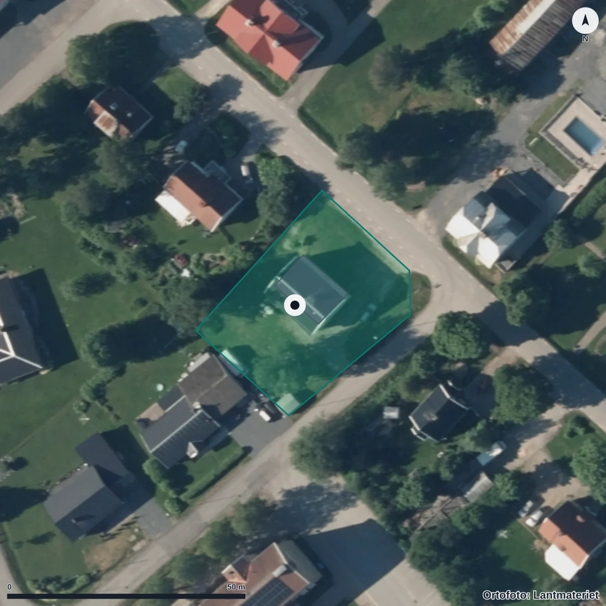 Flygbild över Gideå Förskola, ortofoto från Lantmäteriet