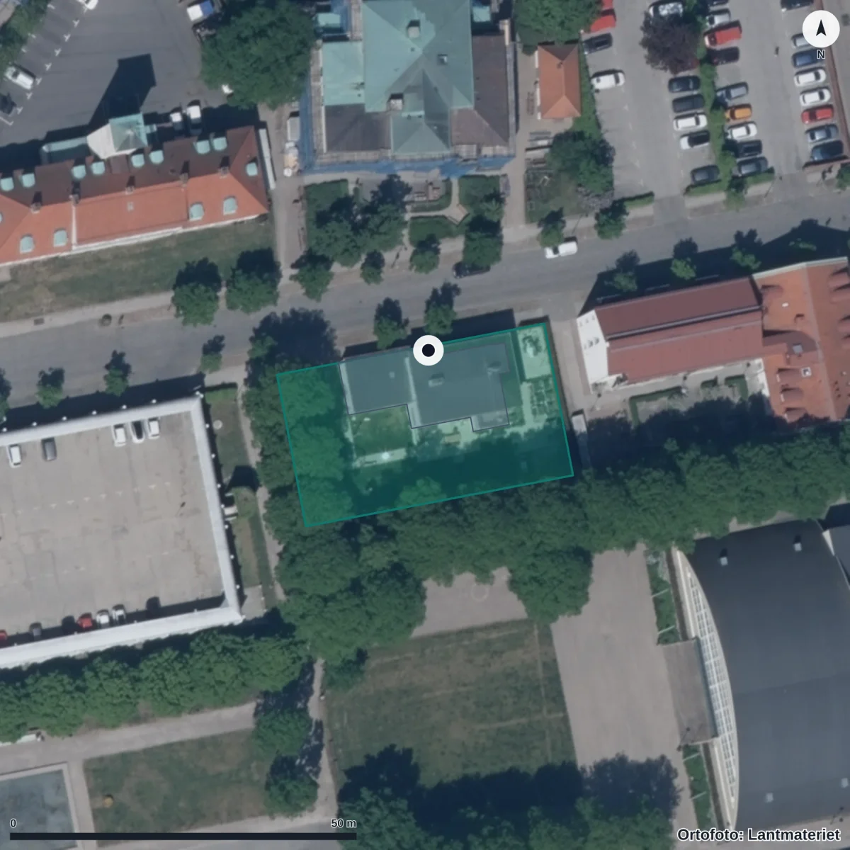 Flygbild över Lilla Jag I Staden, ortofoto från Lantmäteriet