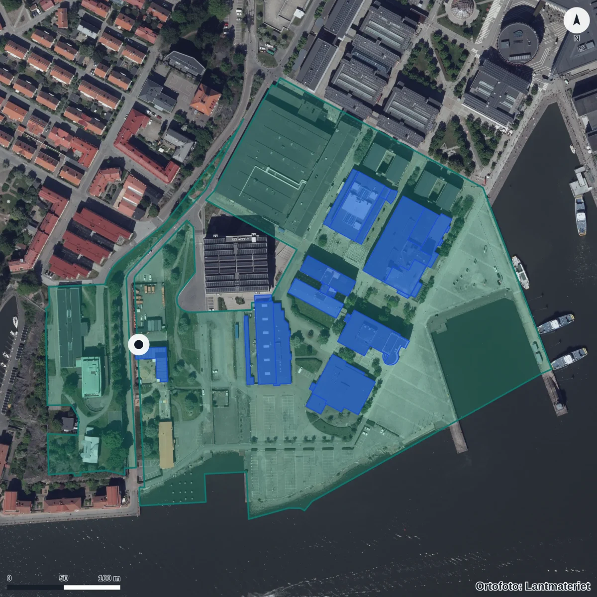Flygbild över Kunskapsgatan 3 Förskola, ortofoto från Lantmäteriet