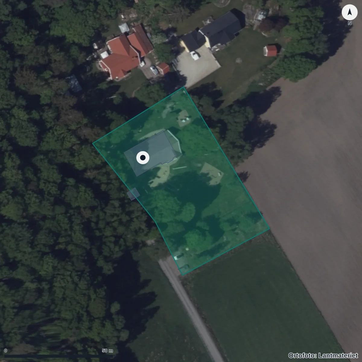 Flygbild över Olasgårdens Förskola, ortofoto från Lantmäteriet