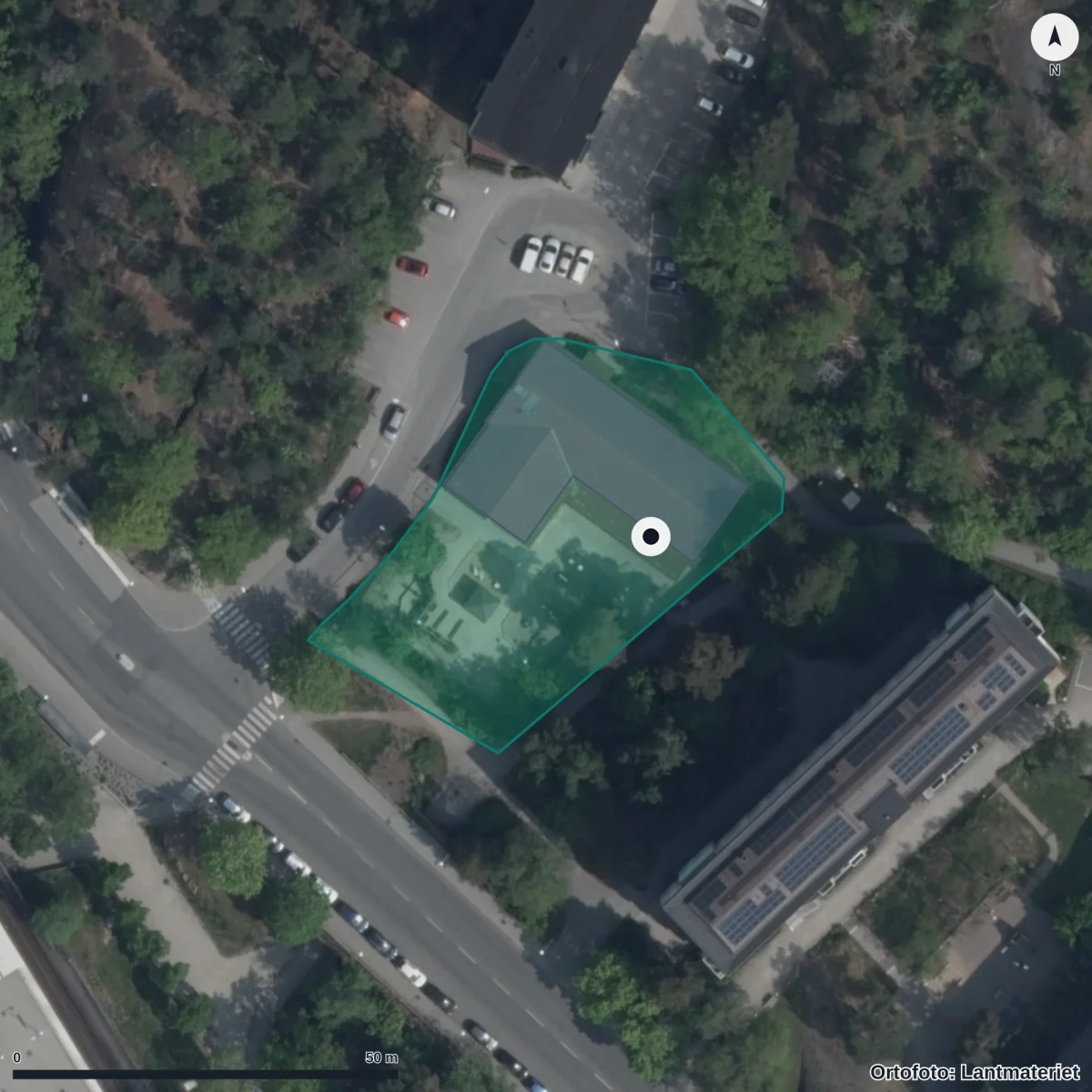 Flygbild över Förskolan Ålö, ortofoto från Lantmäteriet