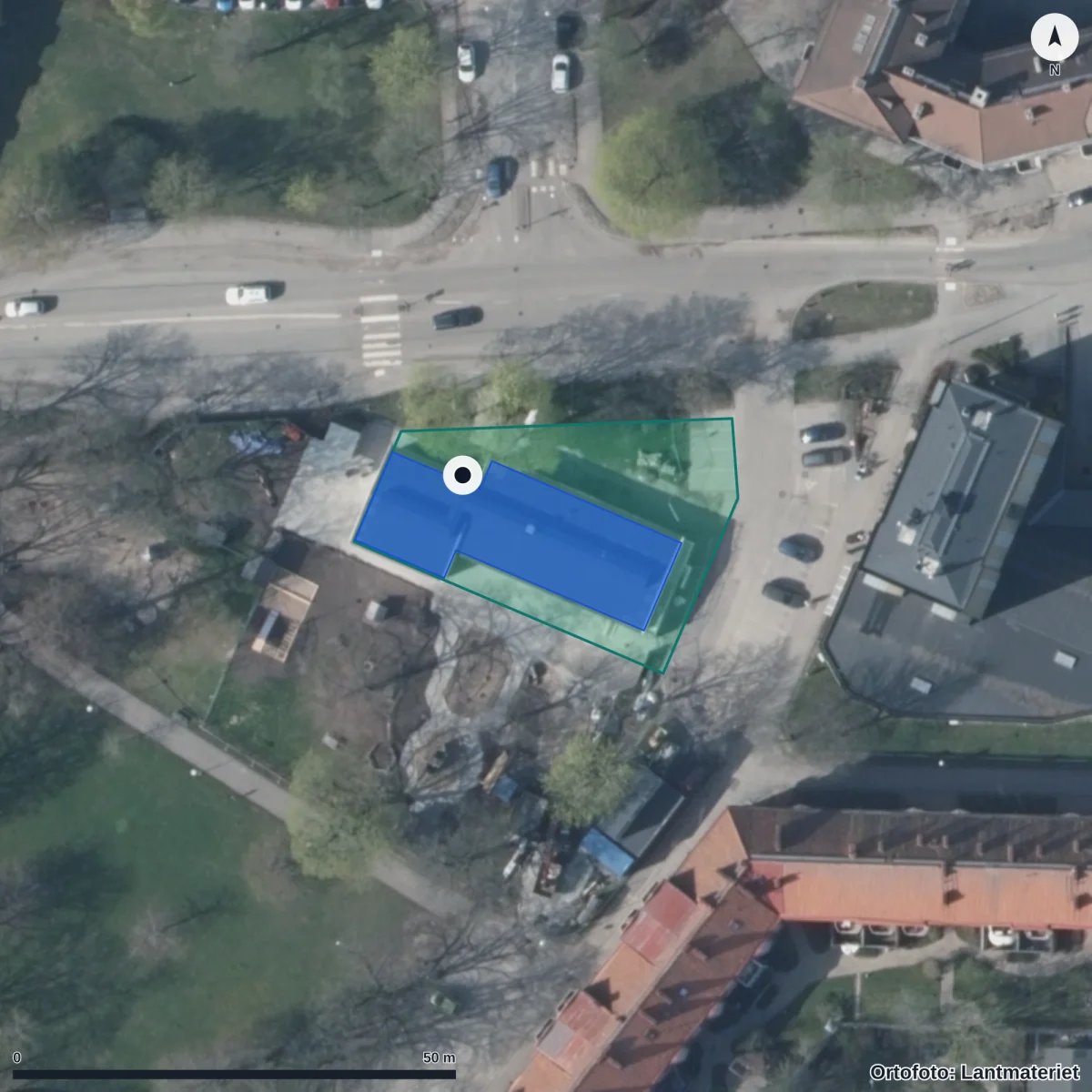 Flygbild över Knagglabacke, ortofoto från Lantmäteriet