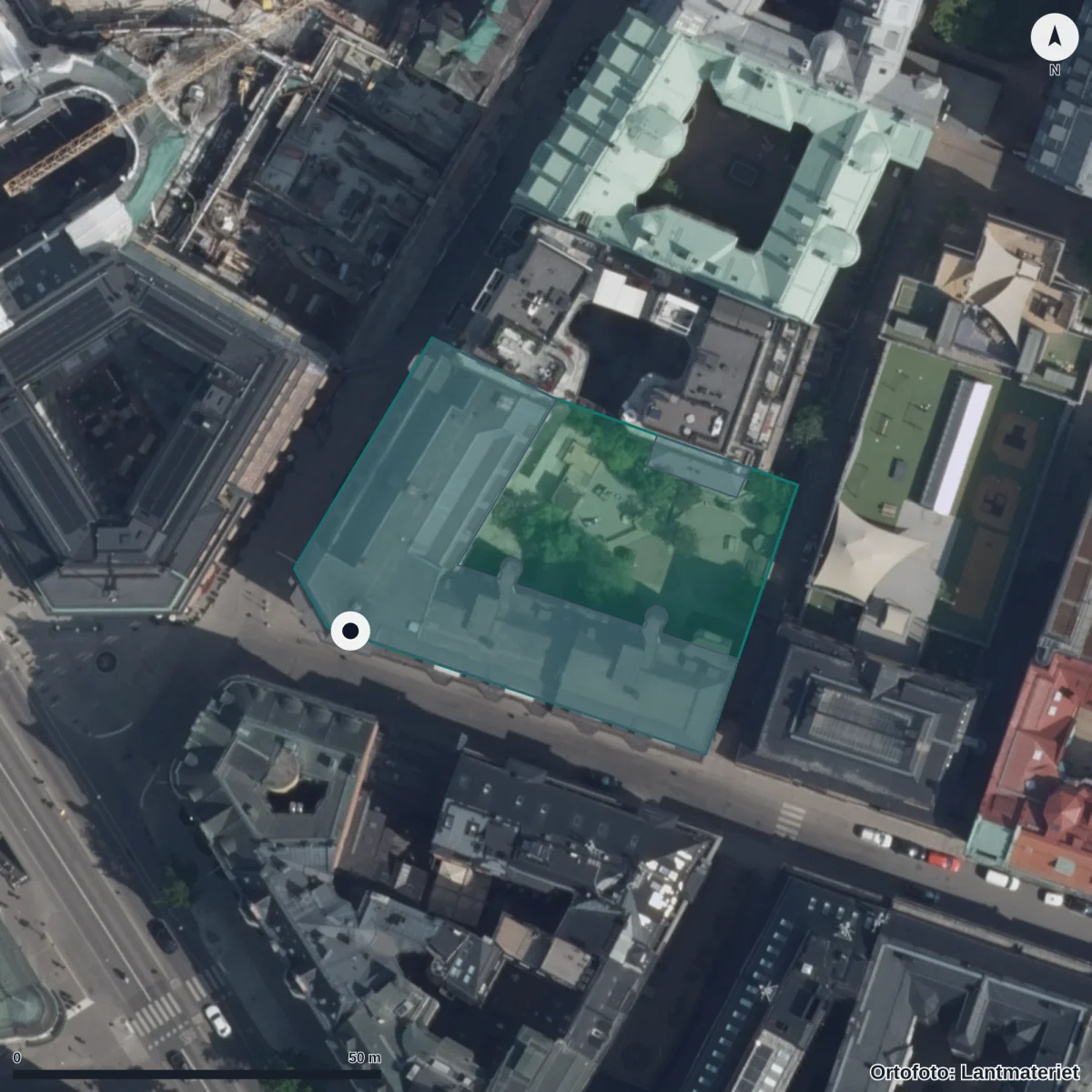 Flygbild över Förskolan Greven, ortofoto från Lantmäteriet