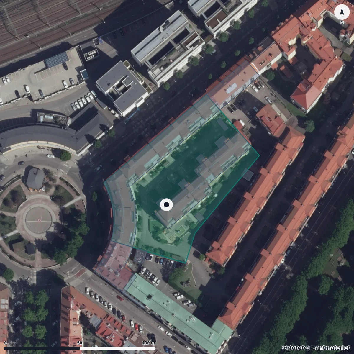 Flygbild över Friggagatan 3 B Förskola, ortofoto från Lantmäteriet