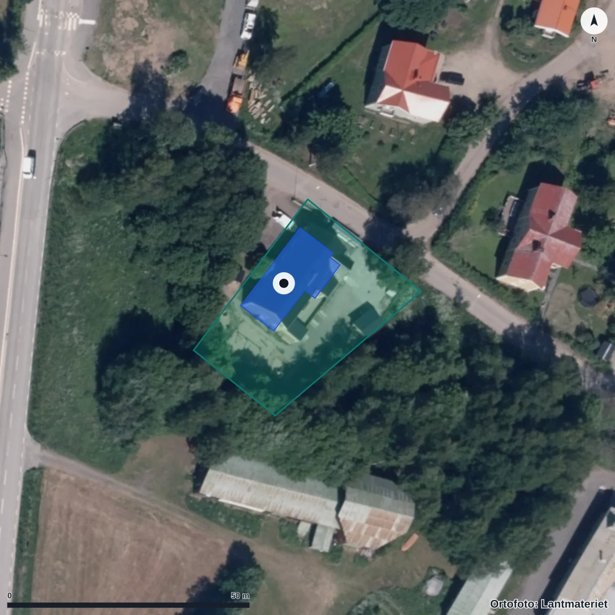 Flygbild över Förskolan Svidjan, ortofoto från Lantmäteriet