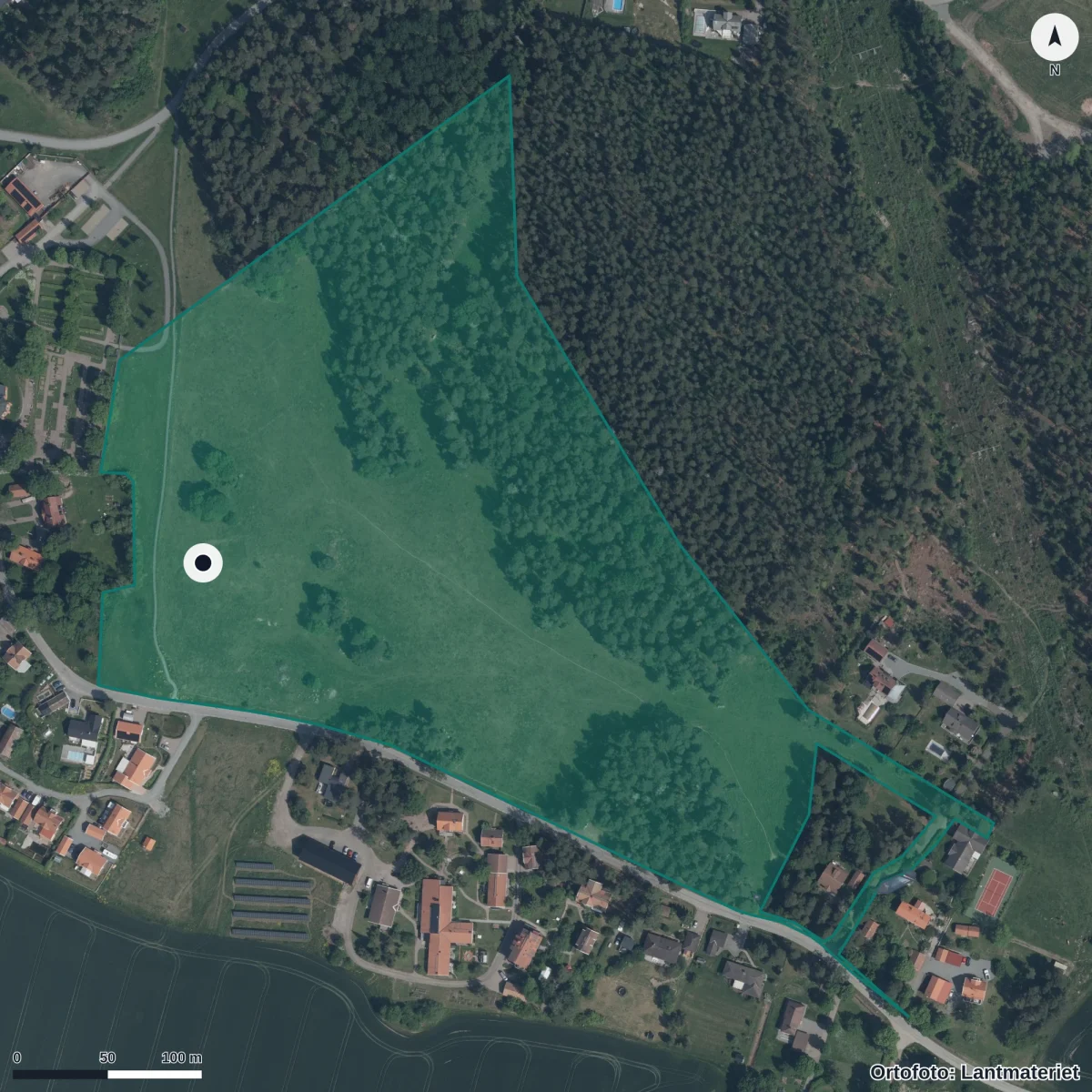 Flygbild över Danmarks Förskola, ortofoto från Lantmäteriet