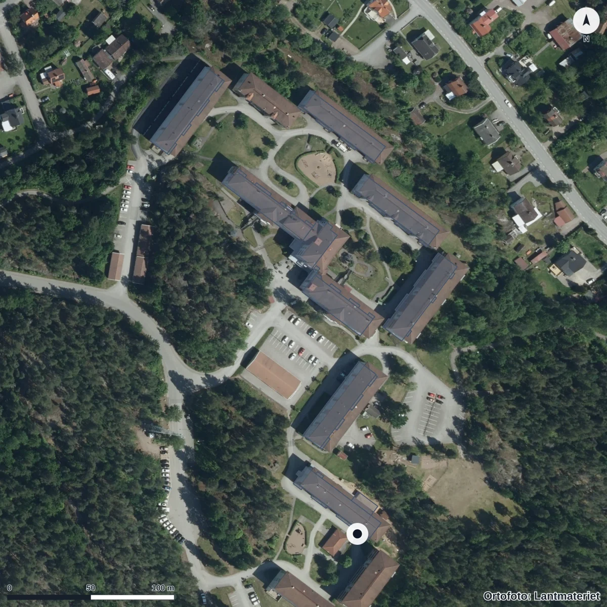 Flygbild över Berget, ortofoto från Lantmäteriet